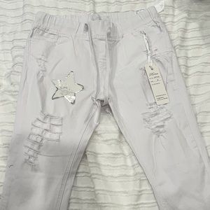 Roma white cut up long jeans